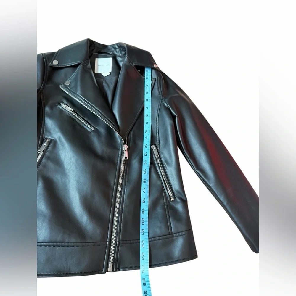 Anthropologie Avec Les Filles Black Relaxed Faux Leather Moto Jacket Women’s XS - Picture 9 of 10